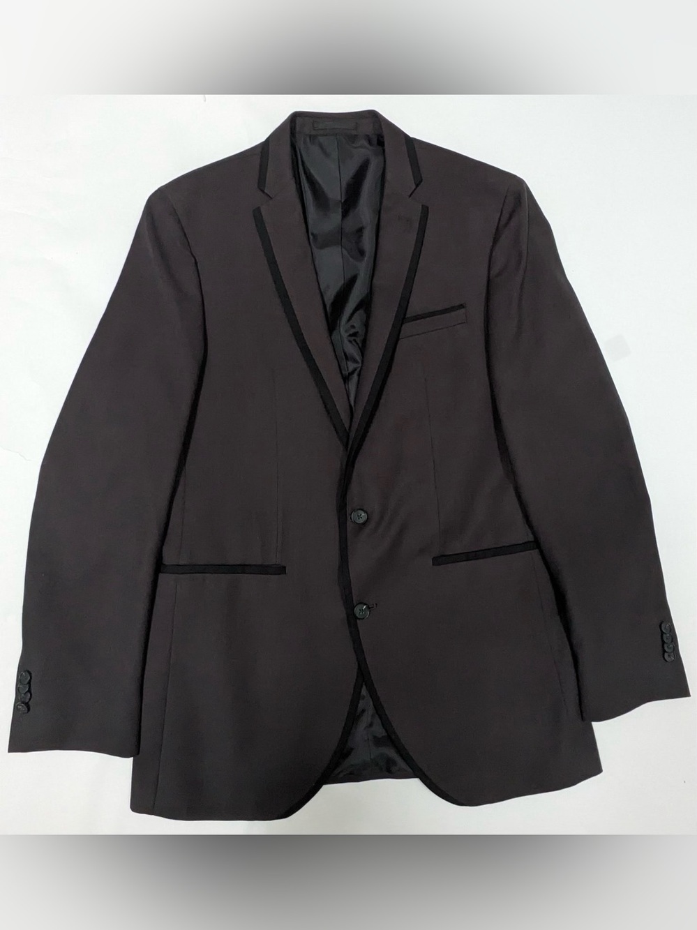 Kenneth Cole Black/Red Crosshatch Tuxedo-Style Blazer with Black Trim
